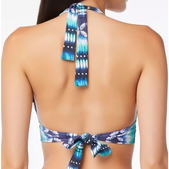 Bleu by Rod Beattie Lace-Up Halter Bikini Top Women's 14 Navy Blue padded swim - Picture 6 of 9